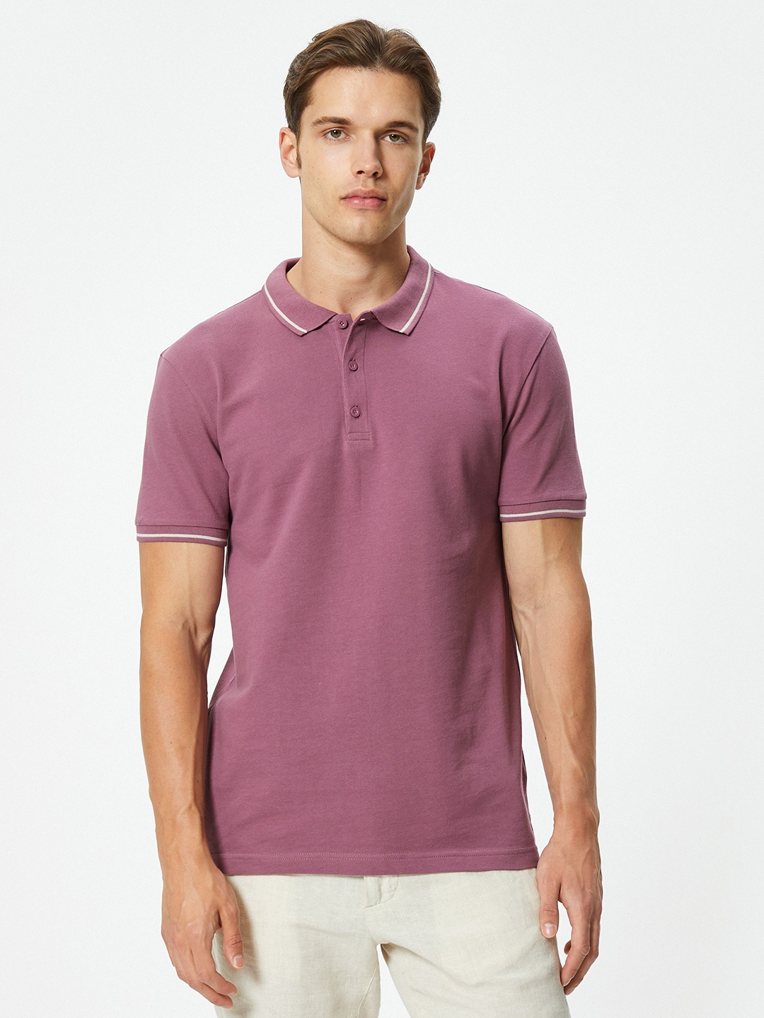 

Koton Men Polo Collar Slim Fit T-shirt, Pink