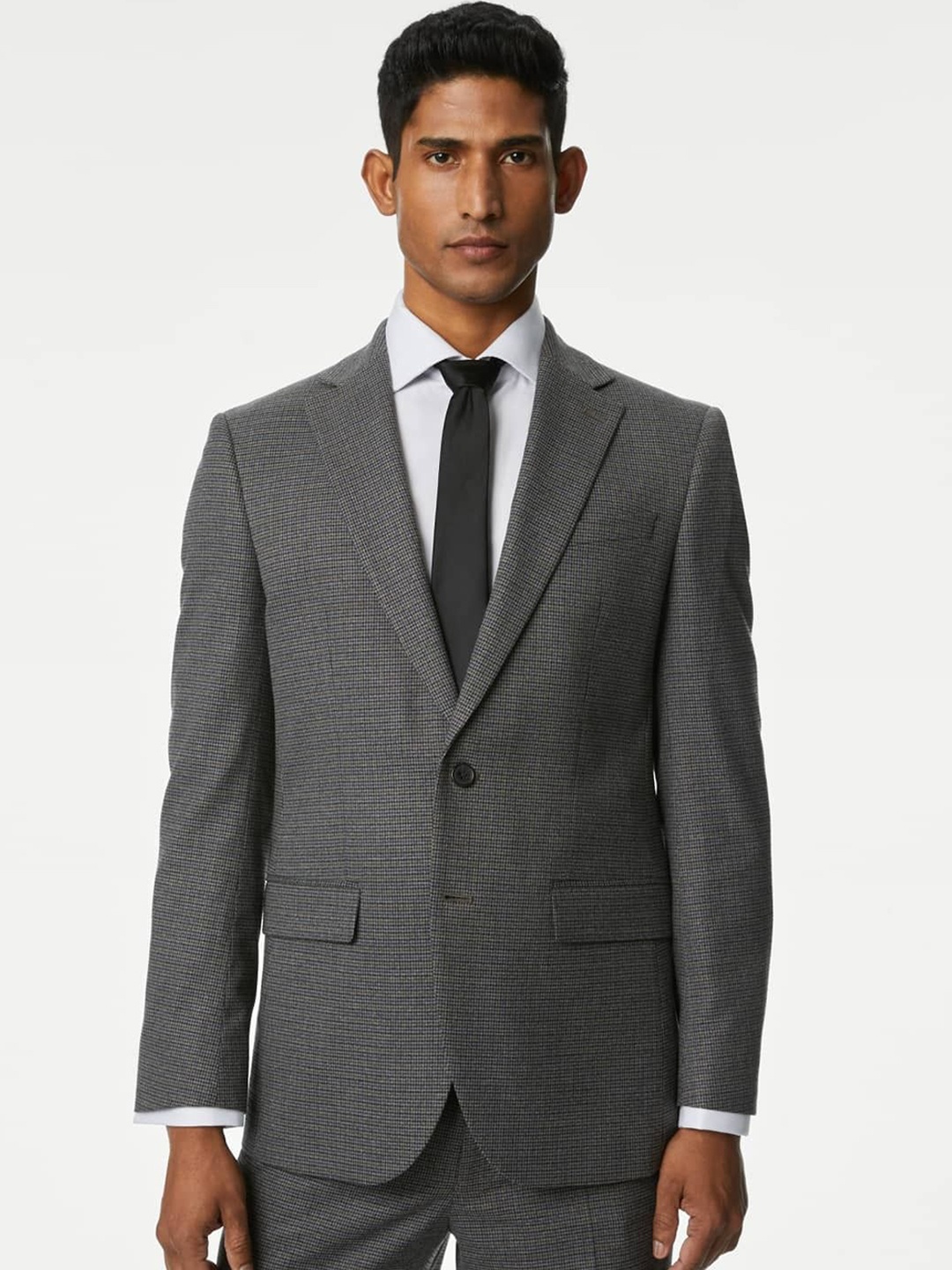 

Marks & Spencer Checked Single Breasted Blazer, Grey