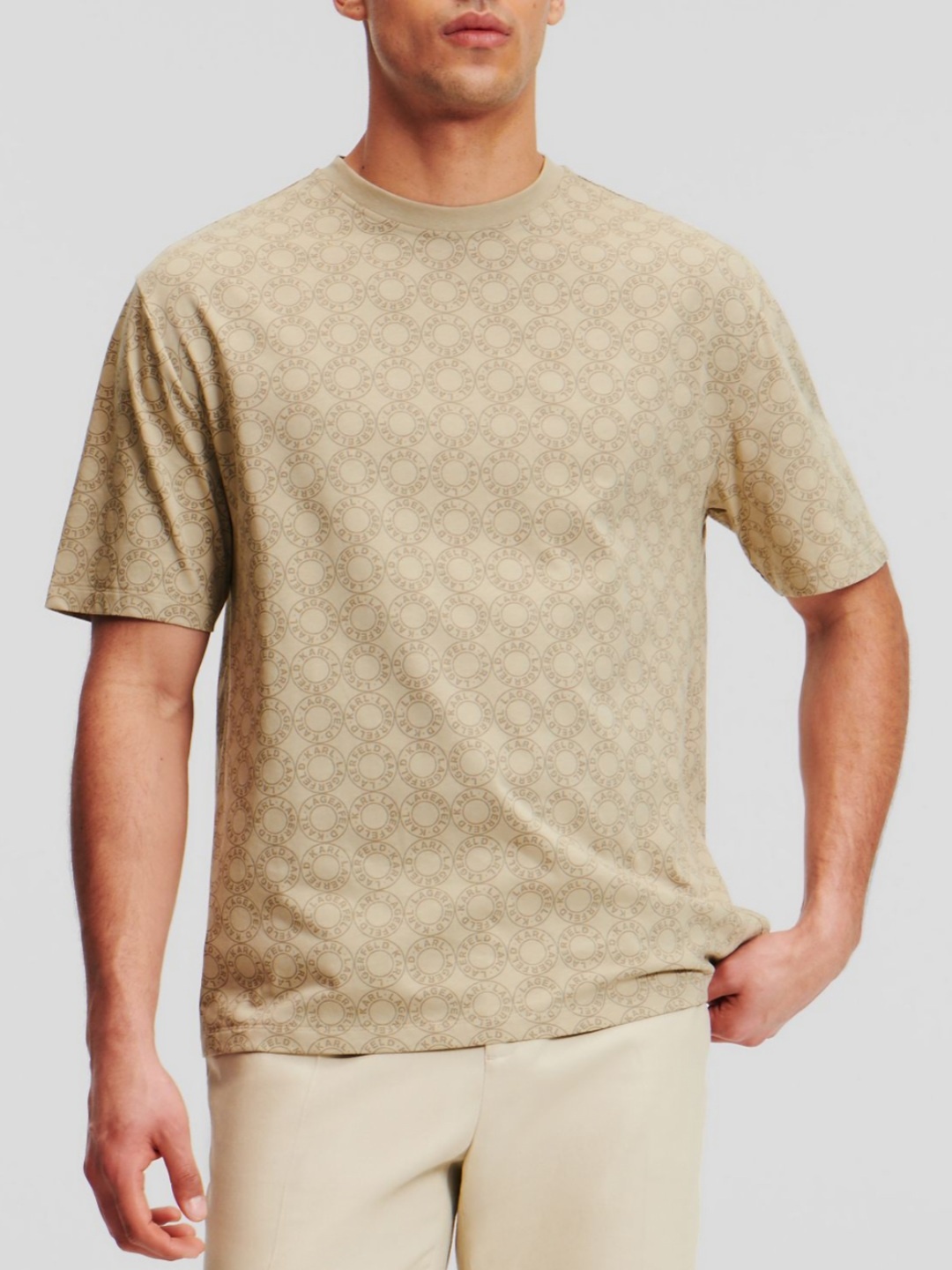

Karl Lagerfeld Men Drop-Shoulder Sleeves T-shirt, Beige