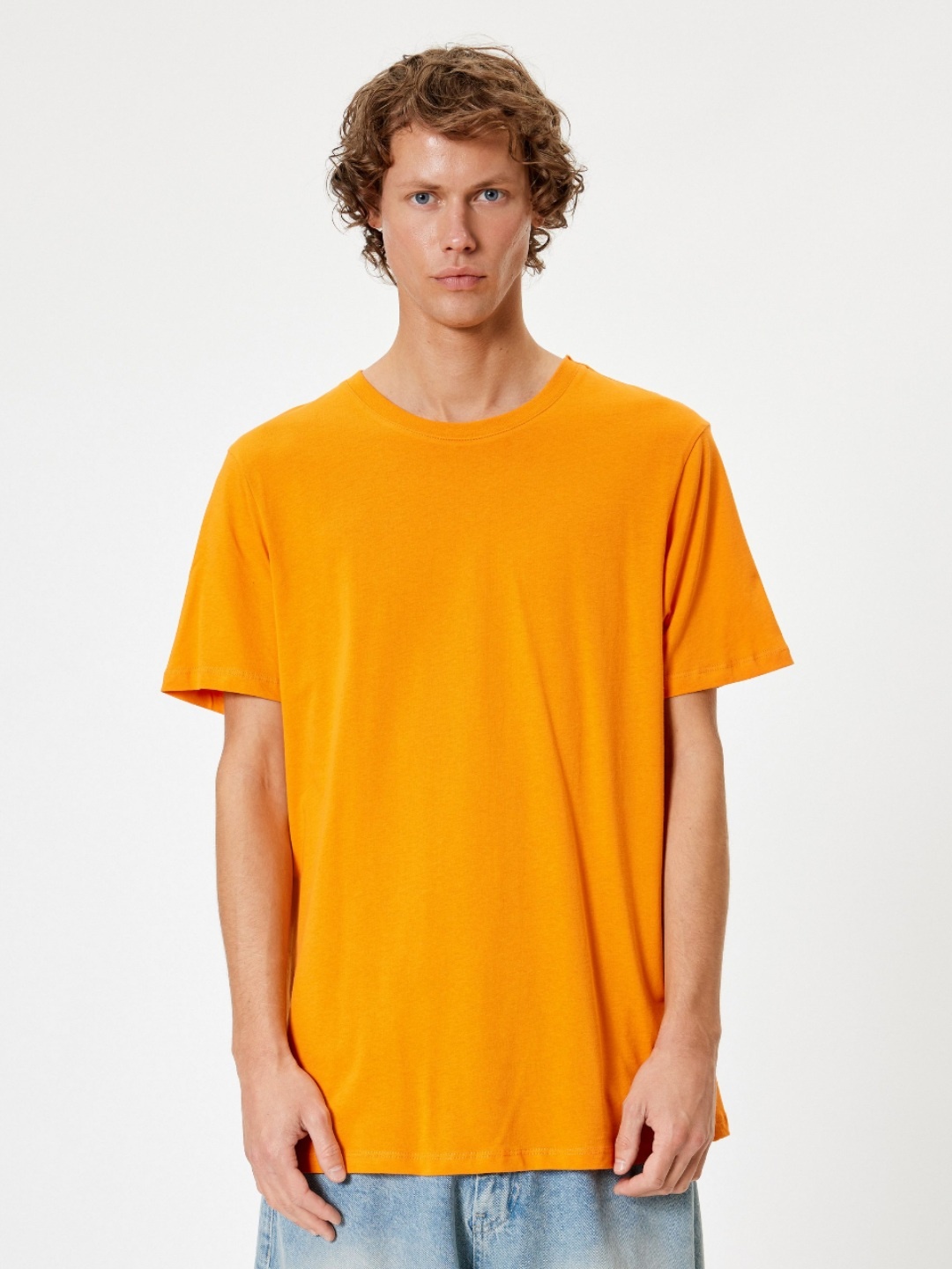 

Koton Men V-Neck Extended Sleeves Pockets Slim Fit T-shirt, Orange