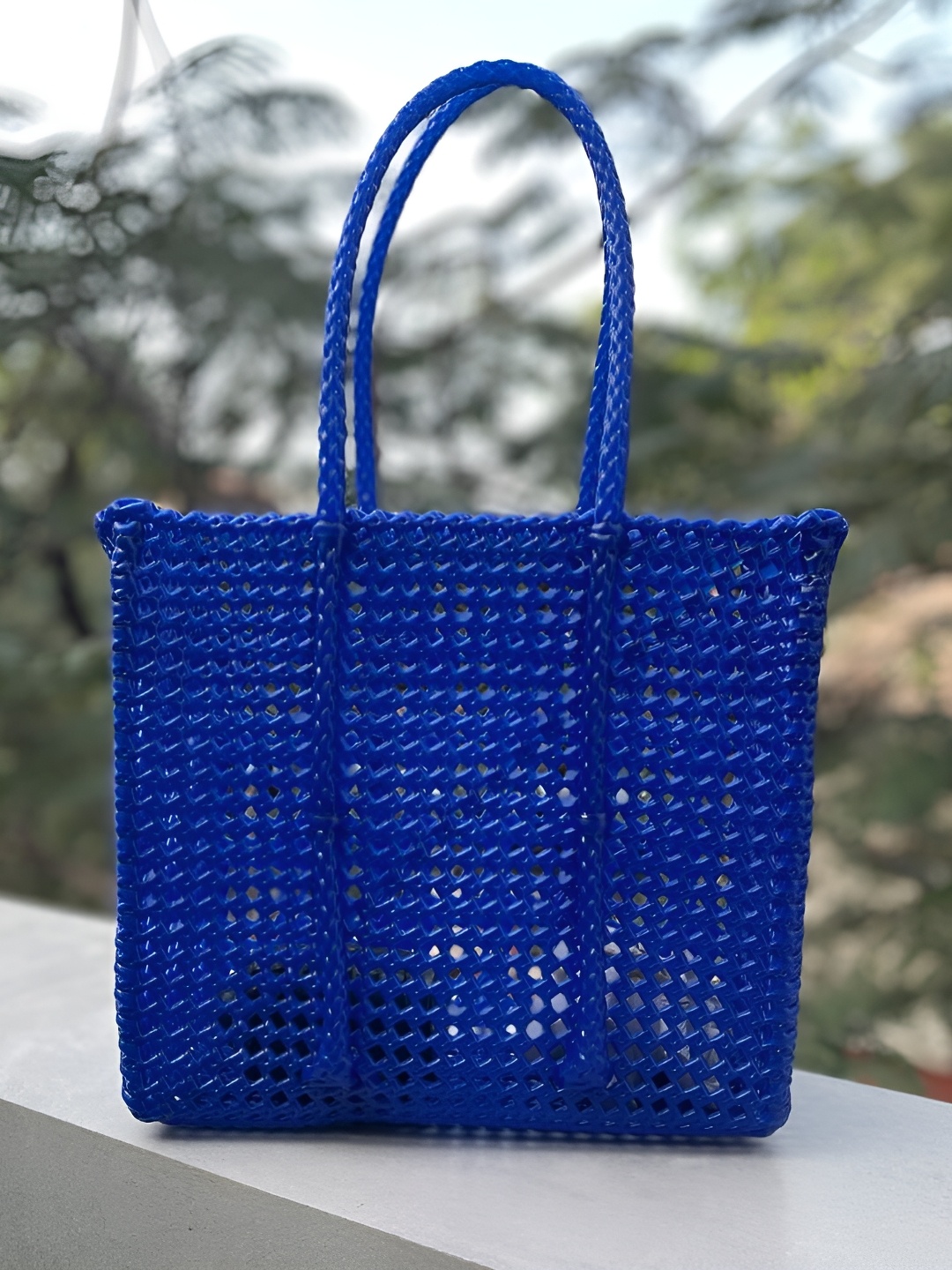 

MAATIR DESIGNS Textured Tote Bag, Blue