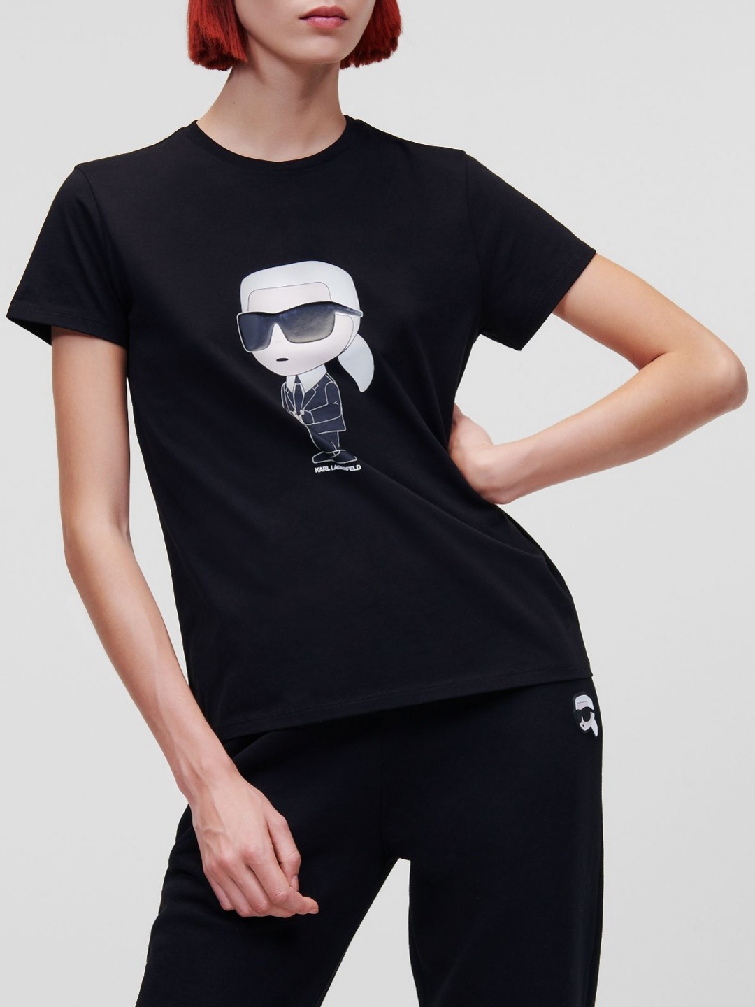 

Karl Lagerfeld Women Printed Applique T-shirt, Black