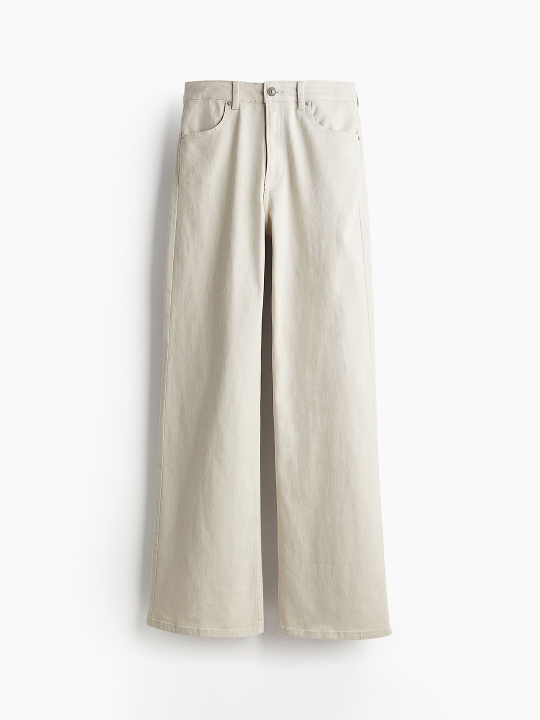 

H&M Wide Twill Trousers, Beige