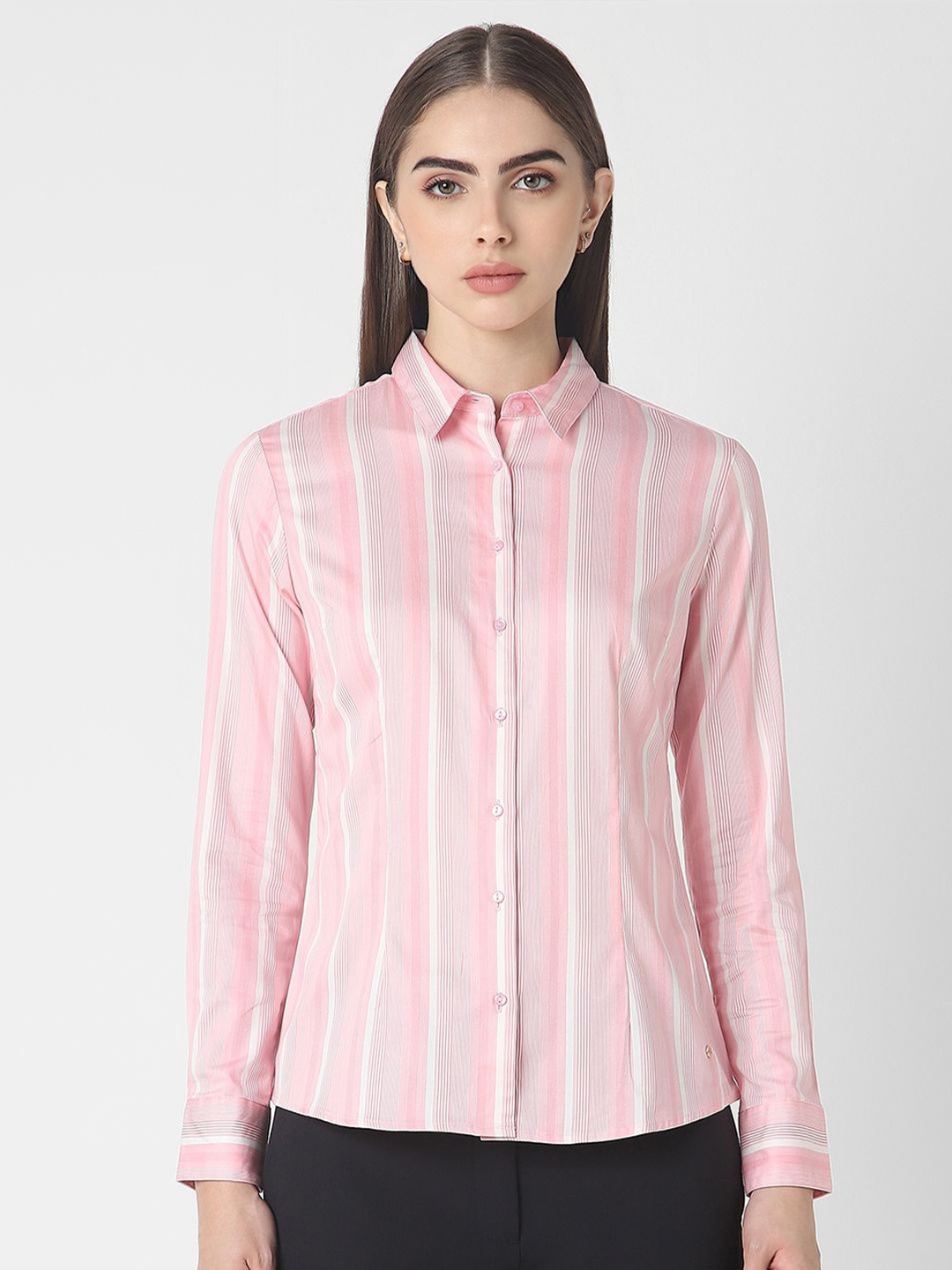 

Van Heusen Woman Vertical Striped Cotton Formal Shirt, Pink