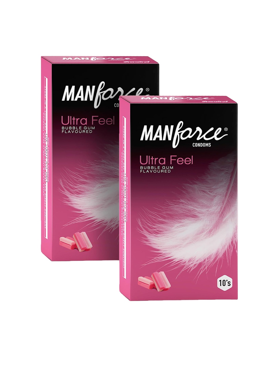 

Manforce Men Set Of 2 Ultra Feel Bubblegum Flavored Condoms - 10 Pcs Each, Pink