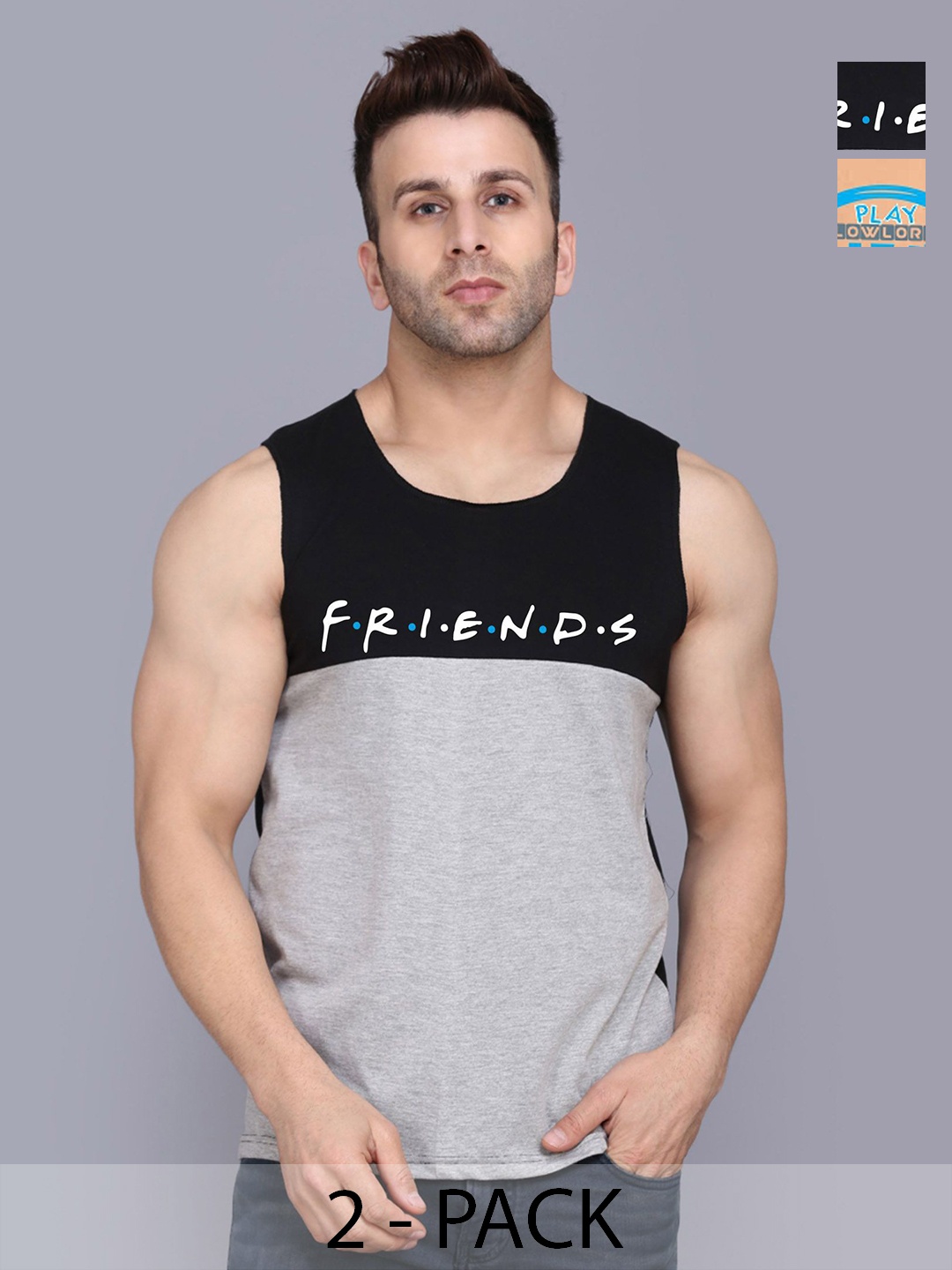 

SLOWLORIS Men Pack Of 2 Typography Printed Round Neck Cotton Slim Fit T-shirts, Rust