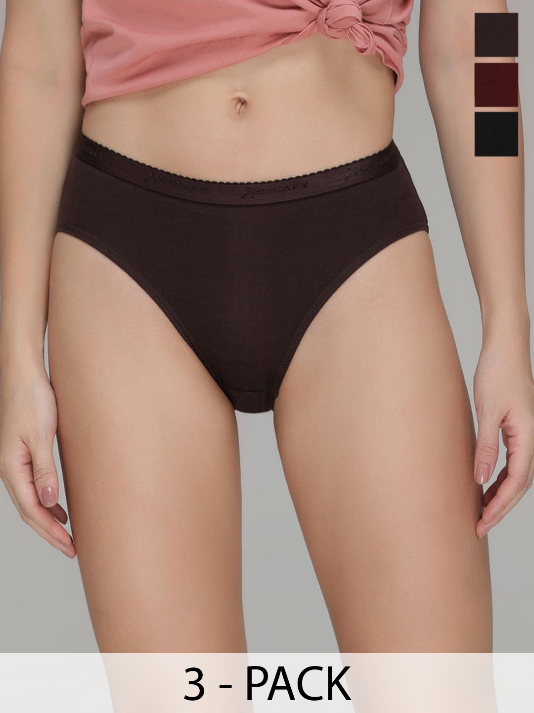 

AMUL COMFY Pack of 3 Mid Rise Cotton Briefs AC-PLPANOE-CB-MA-BK-XS-3PC, Black