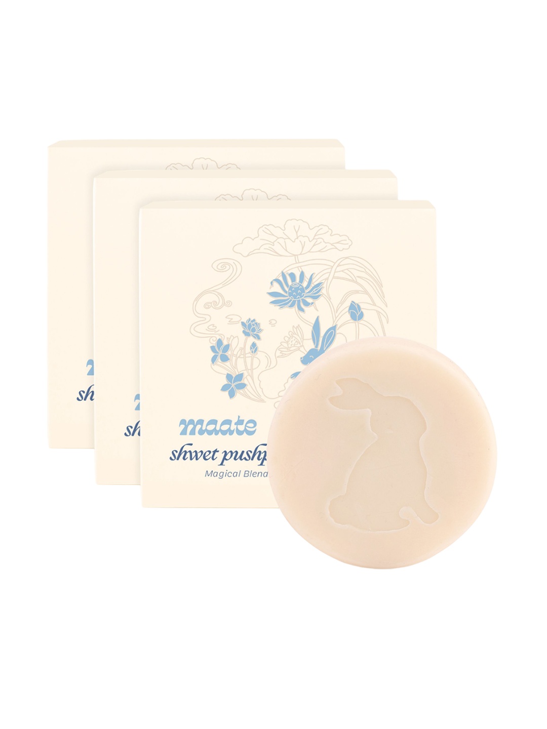

MAATE Set Of 3 Shwet Pushp Kids Bathing Bar with 6 White Flowers - 75 gm each, Beige