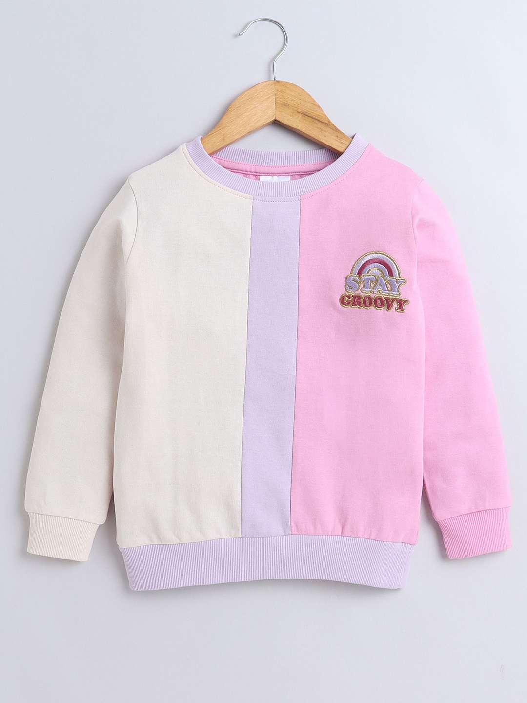

BUMZEE Girls Colourblocked Sweatshirt, Beige