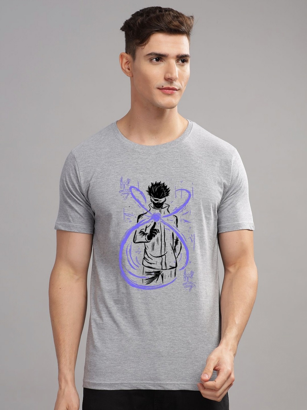 

ADRO Men Graphic Printed Graphic Print Others Round Neck Cotton Tshirt, Grey