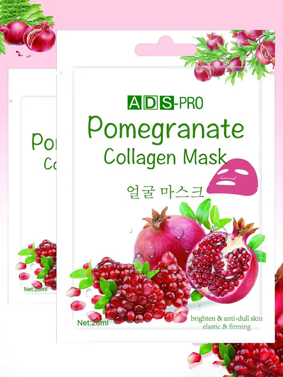 

A.D.S Pomegranate Collagen Sheet Mask - 28ml, White
