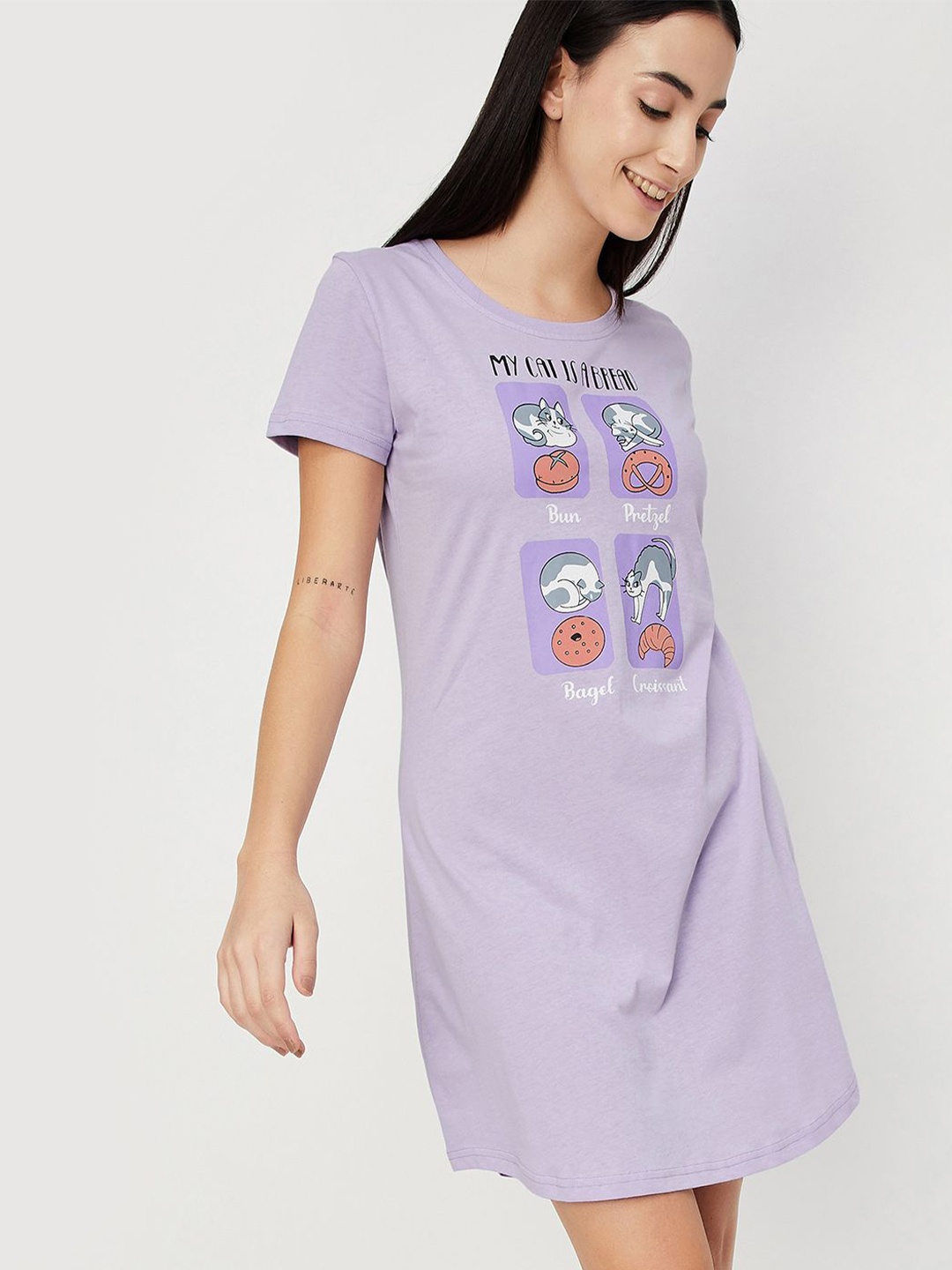 

Max Women Graphic Printed Chemise, Purple
