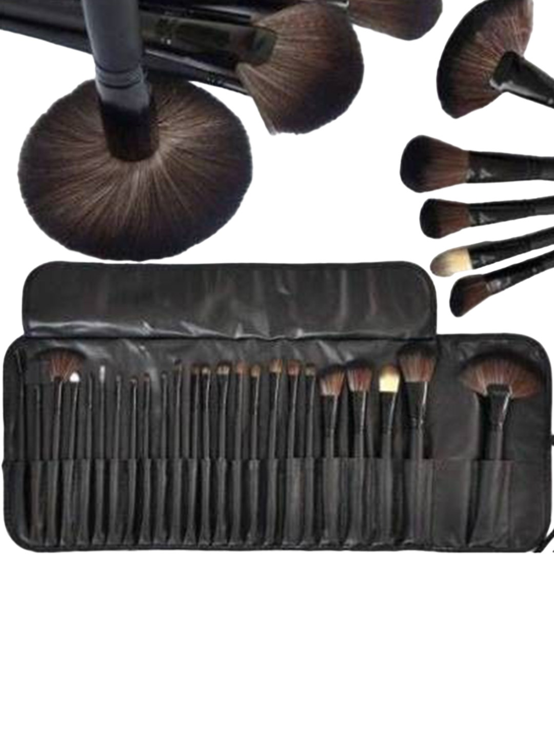 

Yoana Set Of 24 Professional Makeup Brushes Set With Leather Pouch, Black