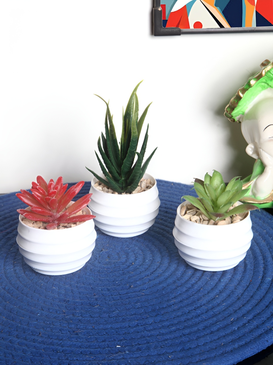 

FOLIYAJ Green 3 Pieces Succulent Artificial Plant With Pot