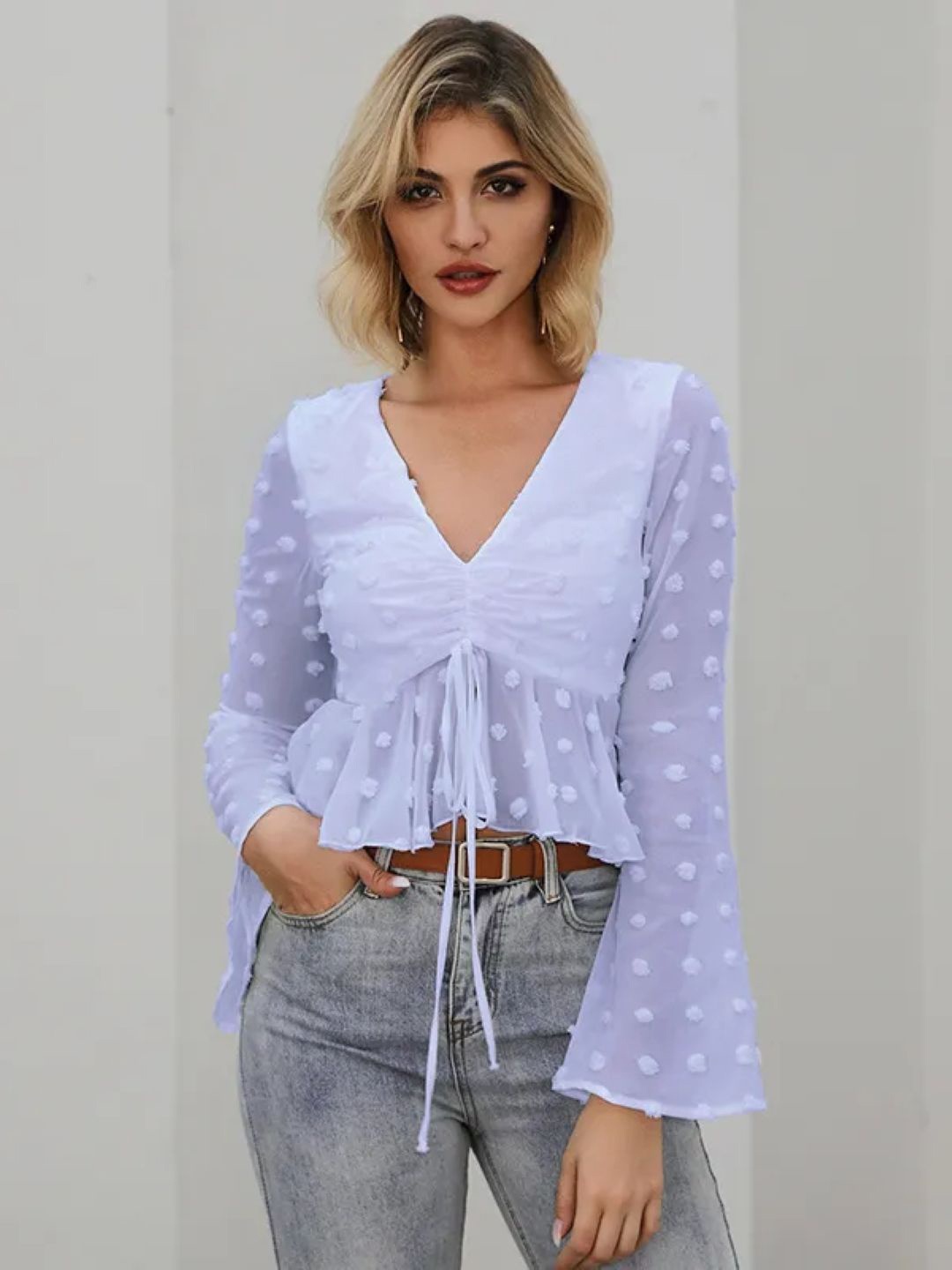 

StyleCast Women Self Design V-Neck Top, Purple