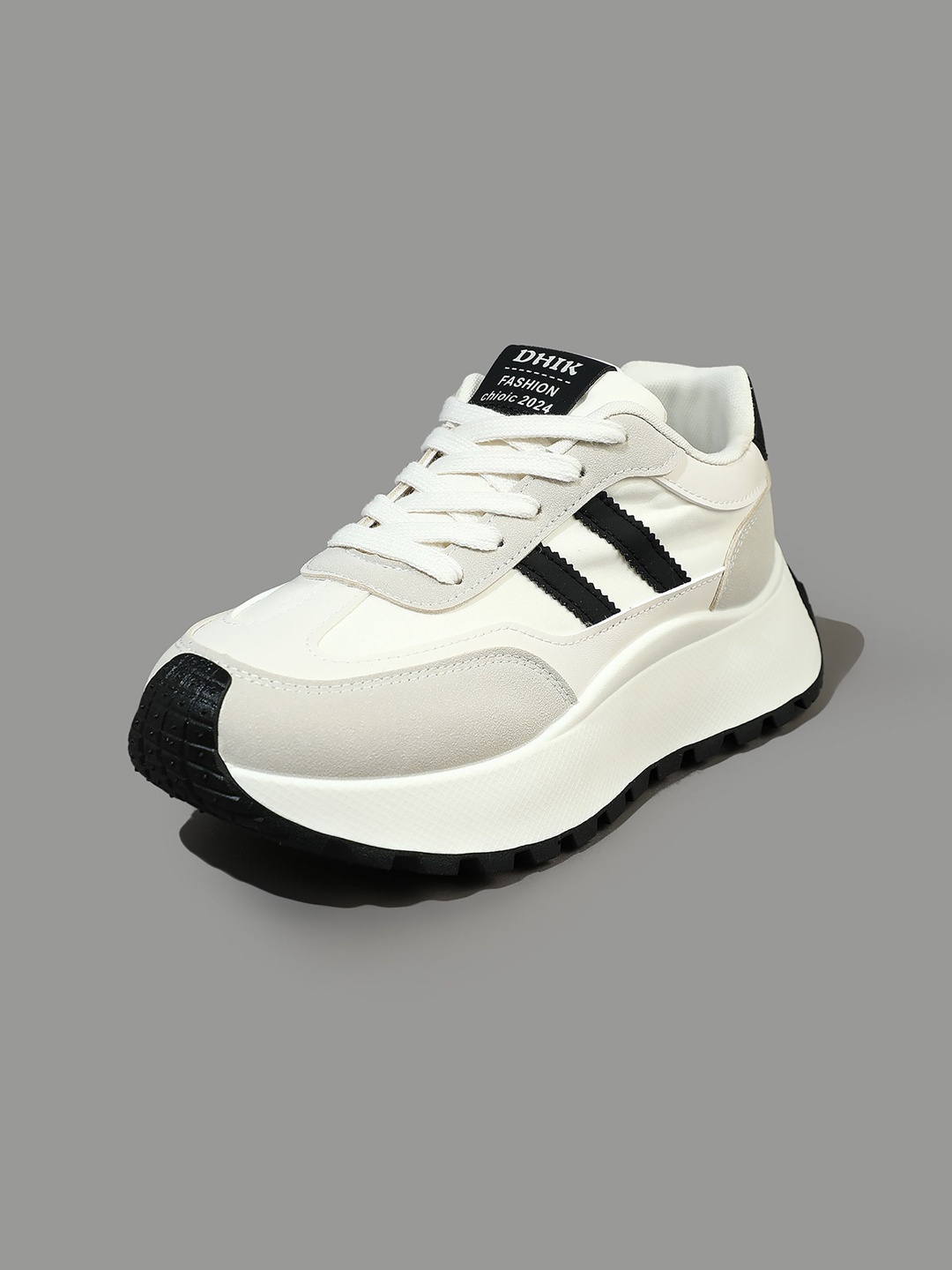 

LULU & SKY Women Colourblocked PU Lace-Up Sneakers, White