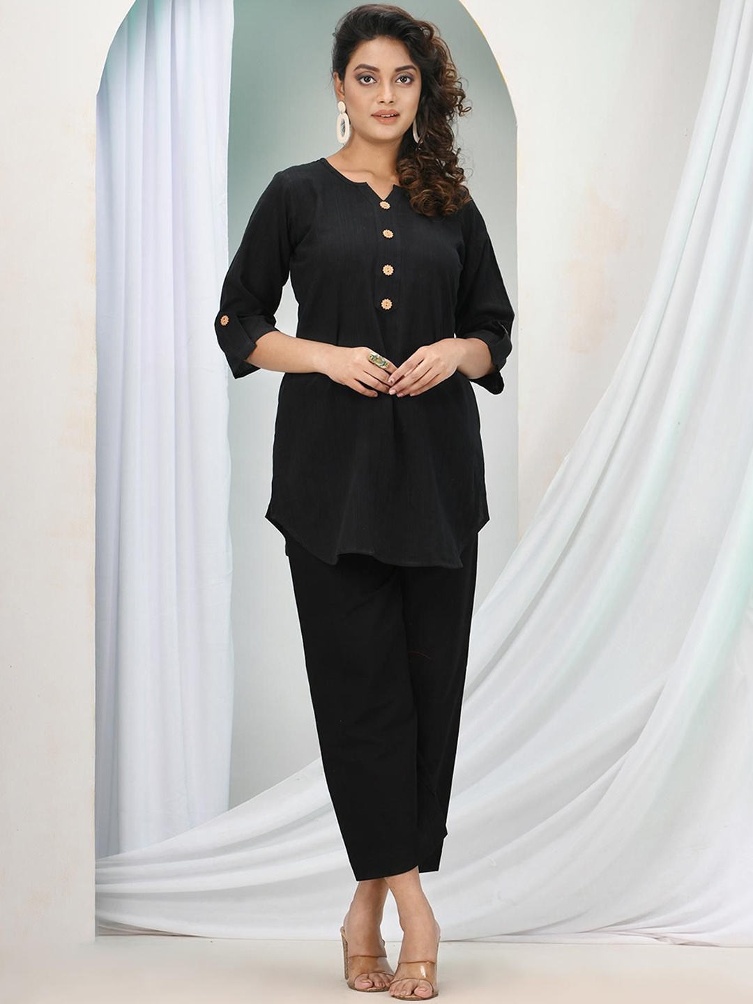 

Angoshobha Pure Cotton Top With Trouser, Black