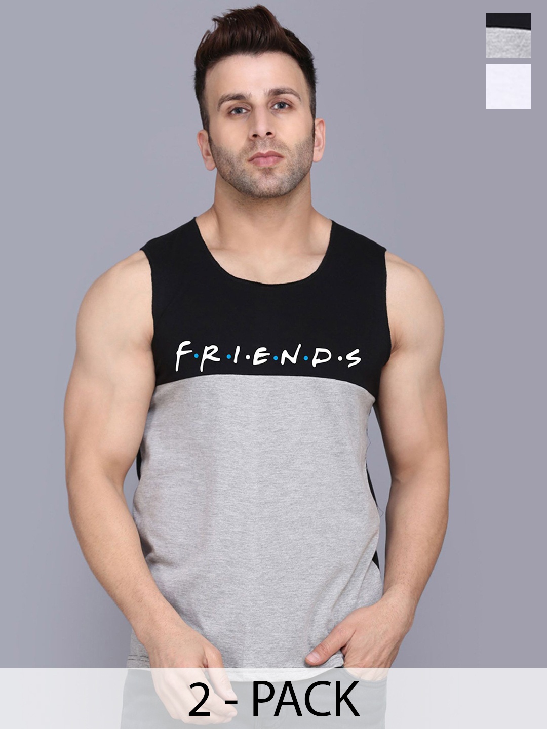 

SLOWLORIS Pack Of 2 Printed Gym Vests, White