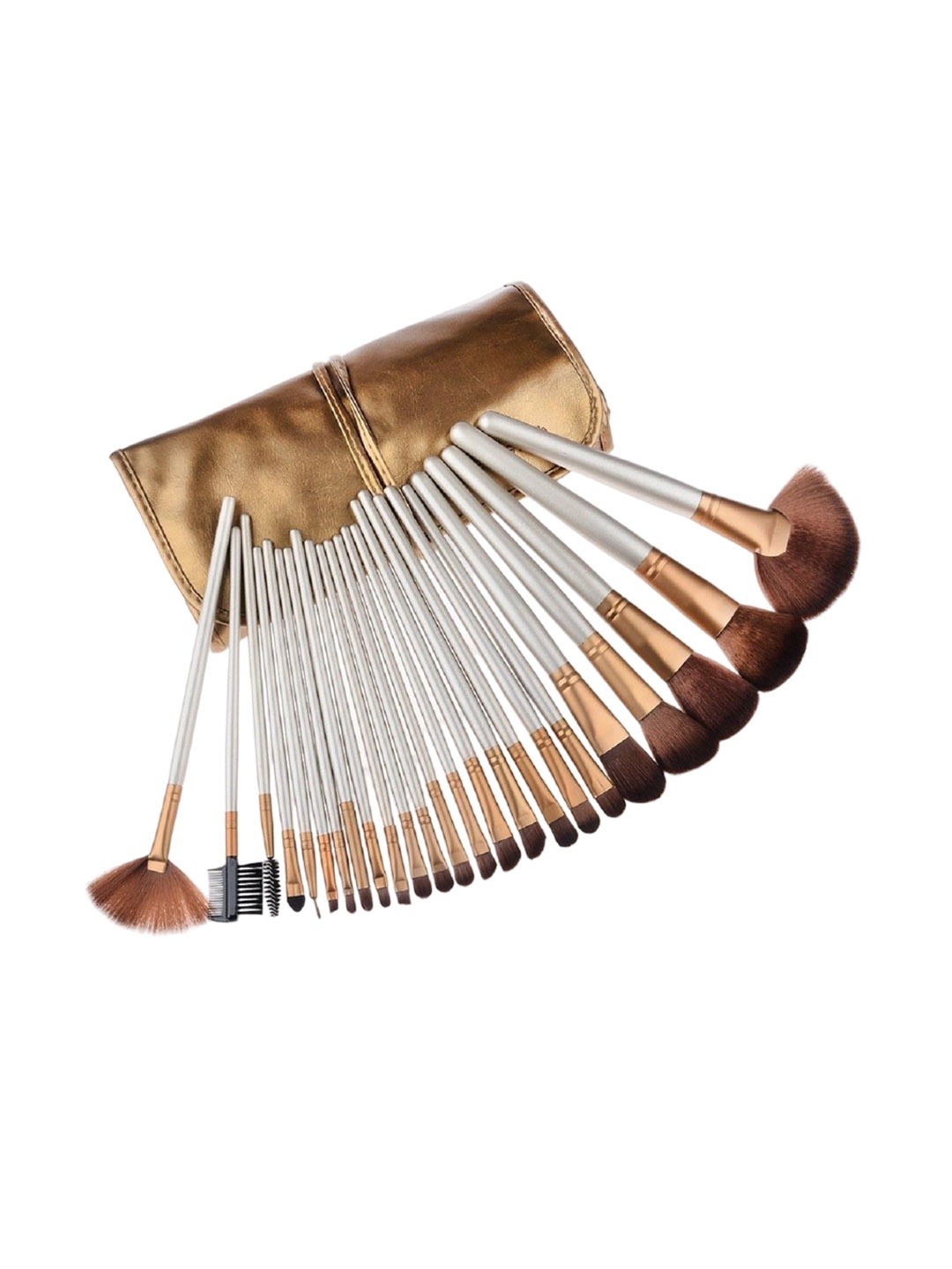 

Yoana Set Of 24 Professional Series Makeup Brush Set With Leather Pouch, Gold