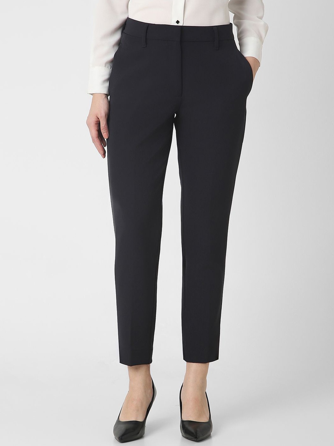 

Van Heusen Woman Mid-Rise Slim Fit Formal Trousers, Black