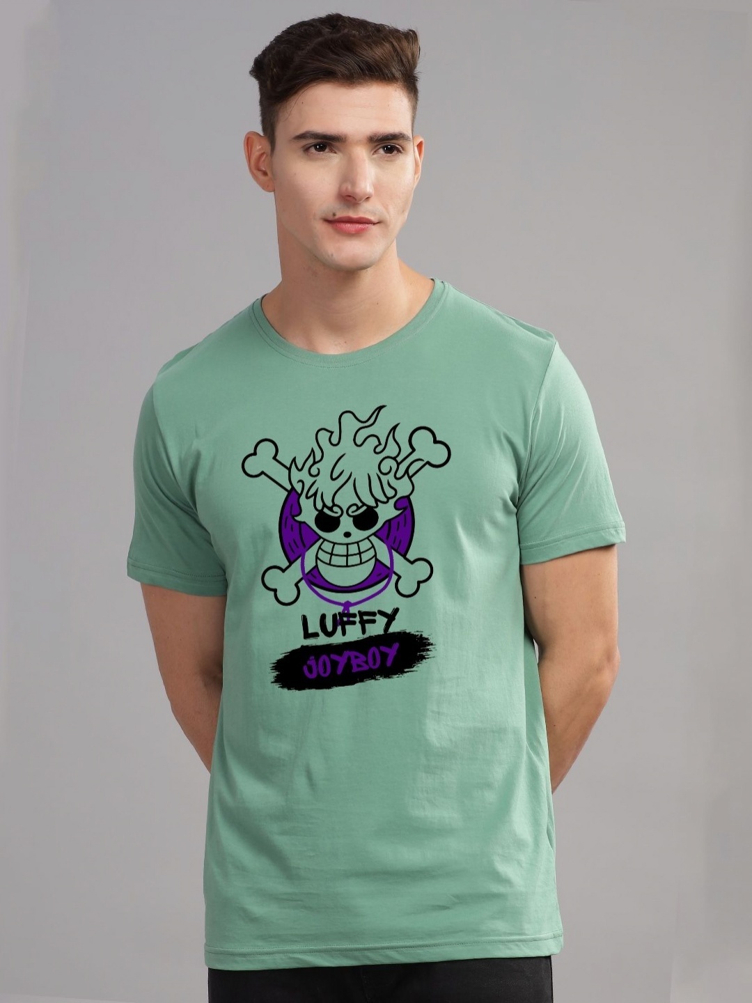 

ADRO Men Printed Applique T-shirt, Sea green