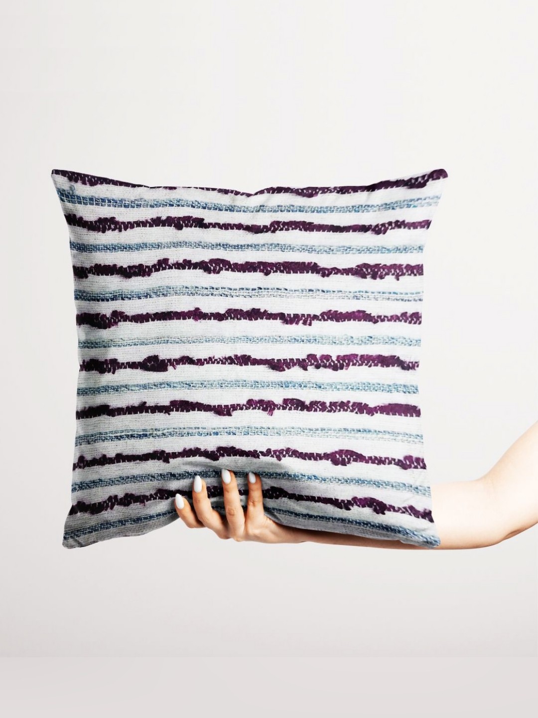

BIANCA Off White & Blue Striped Square Cushion Covers