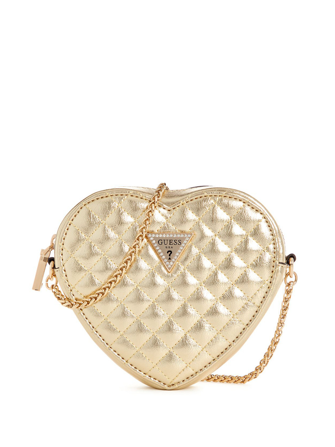 

GUESS PU Structured Sling Bag with Quilted, Gold