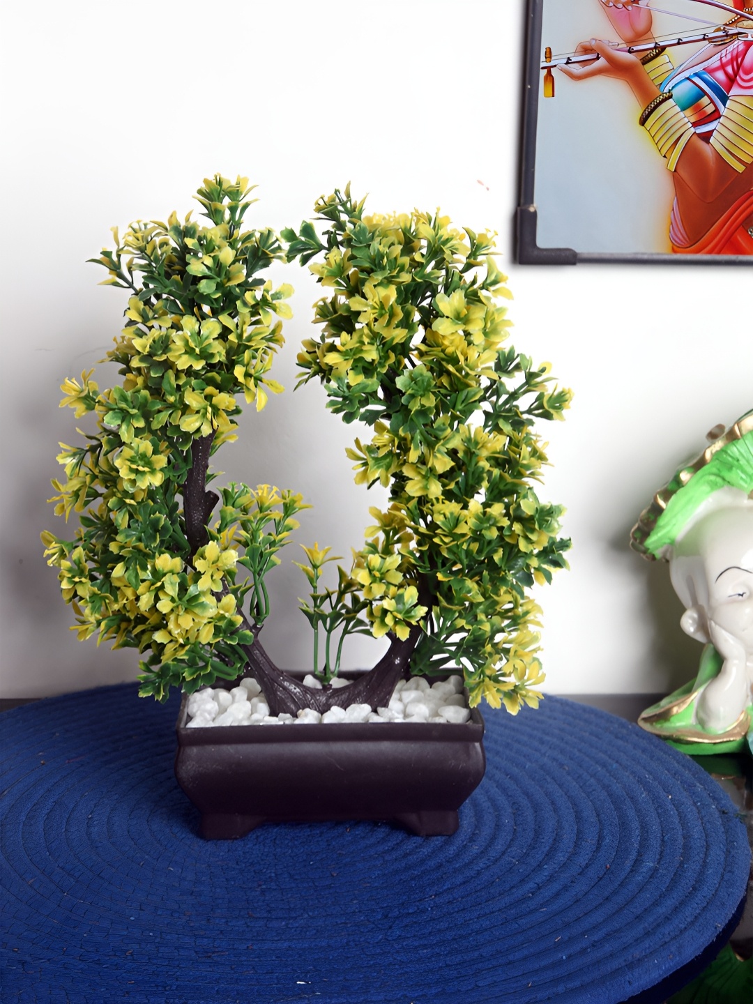 

FOLIYAJ Yellow 1 Pieces Bonsai Artificial Plant With Pot