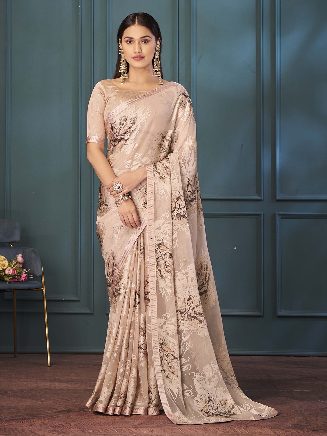 

Ethnielle Beads and Stones Brasso Saree, Beige