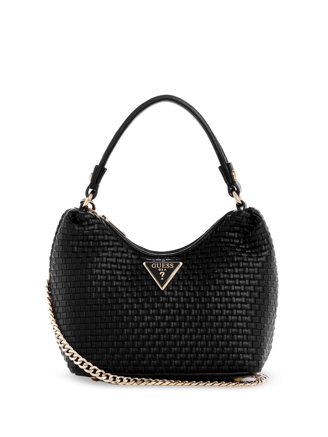 

GUESS Textured PU Structured Hobo Bag with Quilted, Black