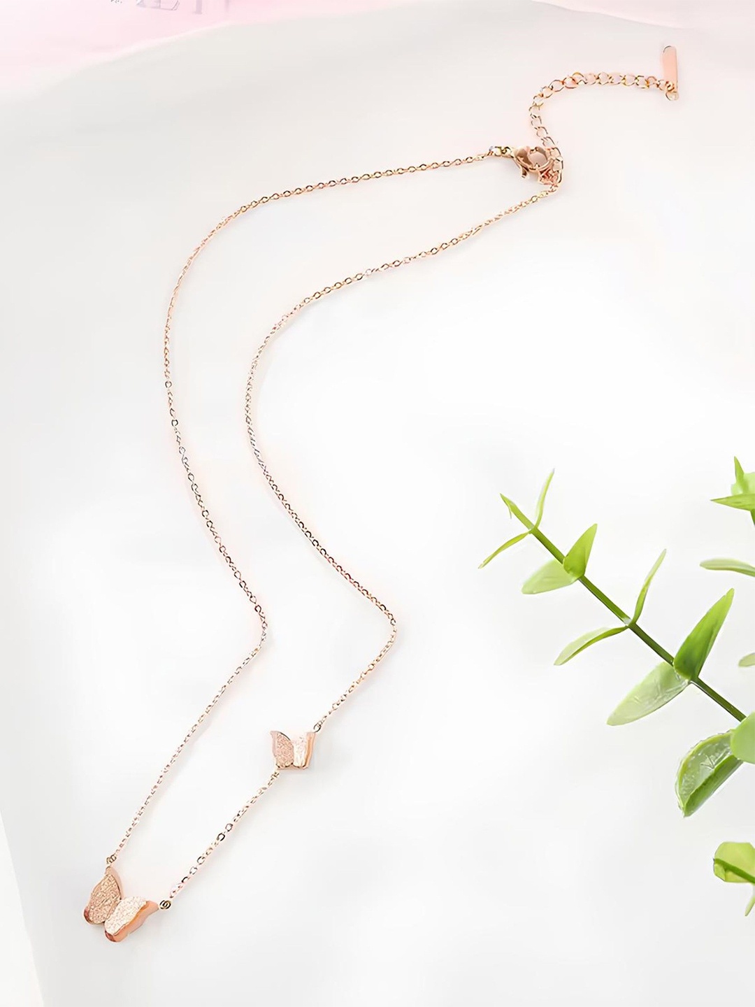 

KARISHMA KREATIONS Rose Gold-Plated Butterfly Stainless Steel Necklace