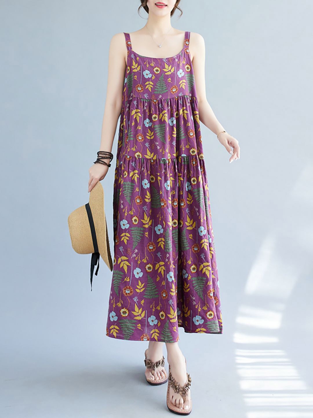 

JC Mode Women Floral Printed Maxi Dress, Purple