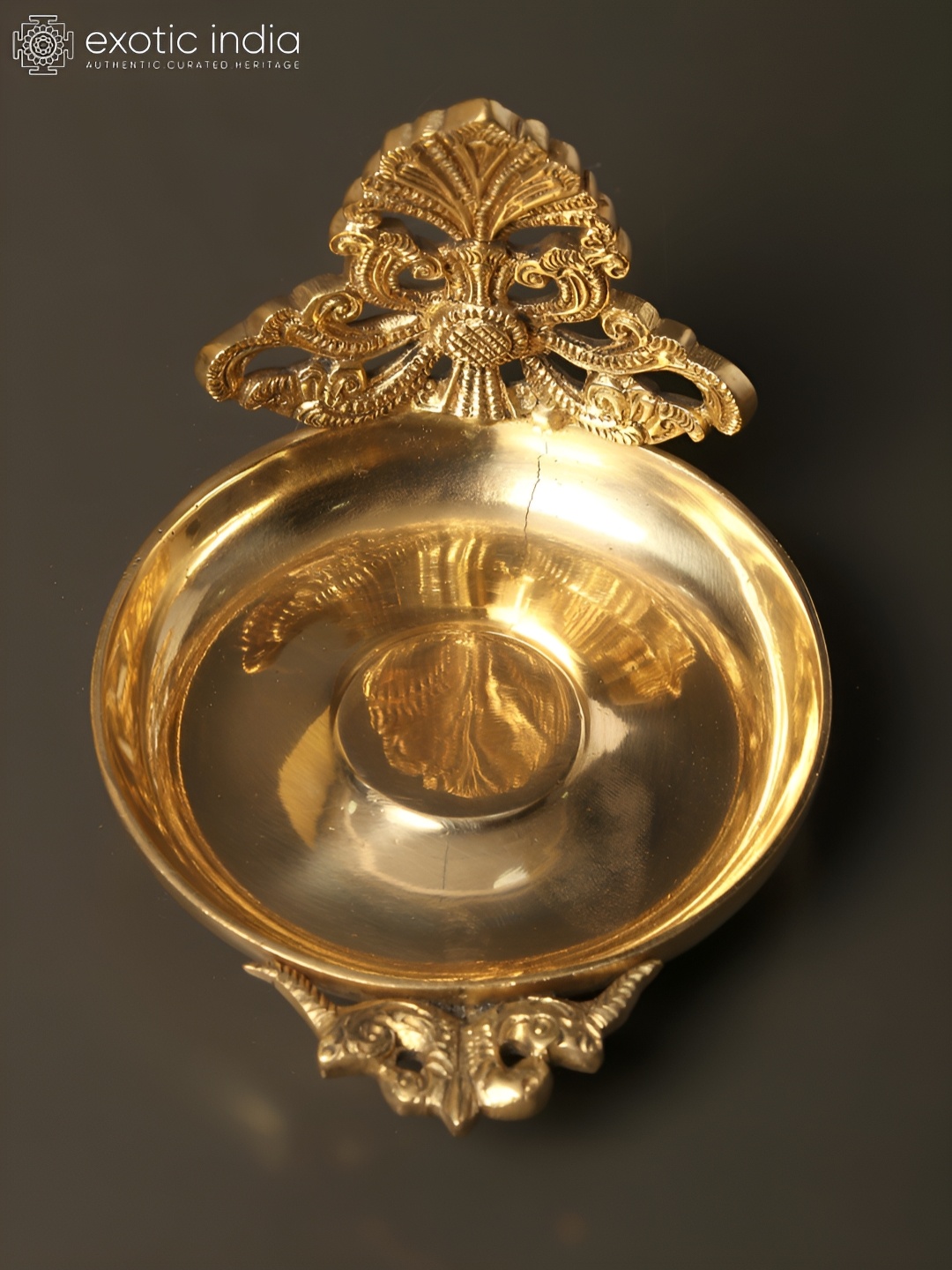 

Exotic India Brass Designer Diya, Gold