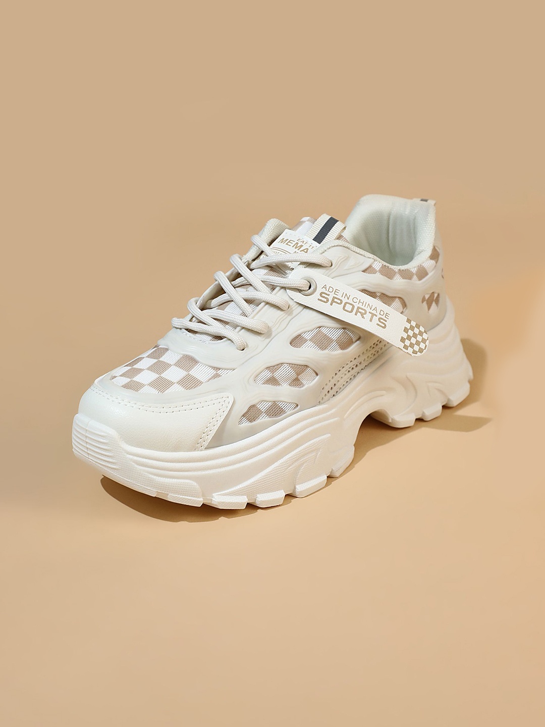 

LULU & SKY Women Lace-Ups Woven Design PU Sneakers, Khaki