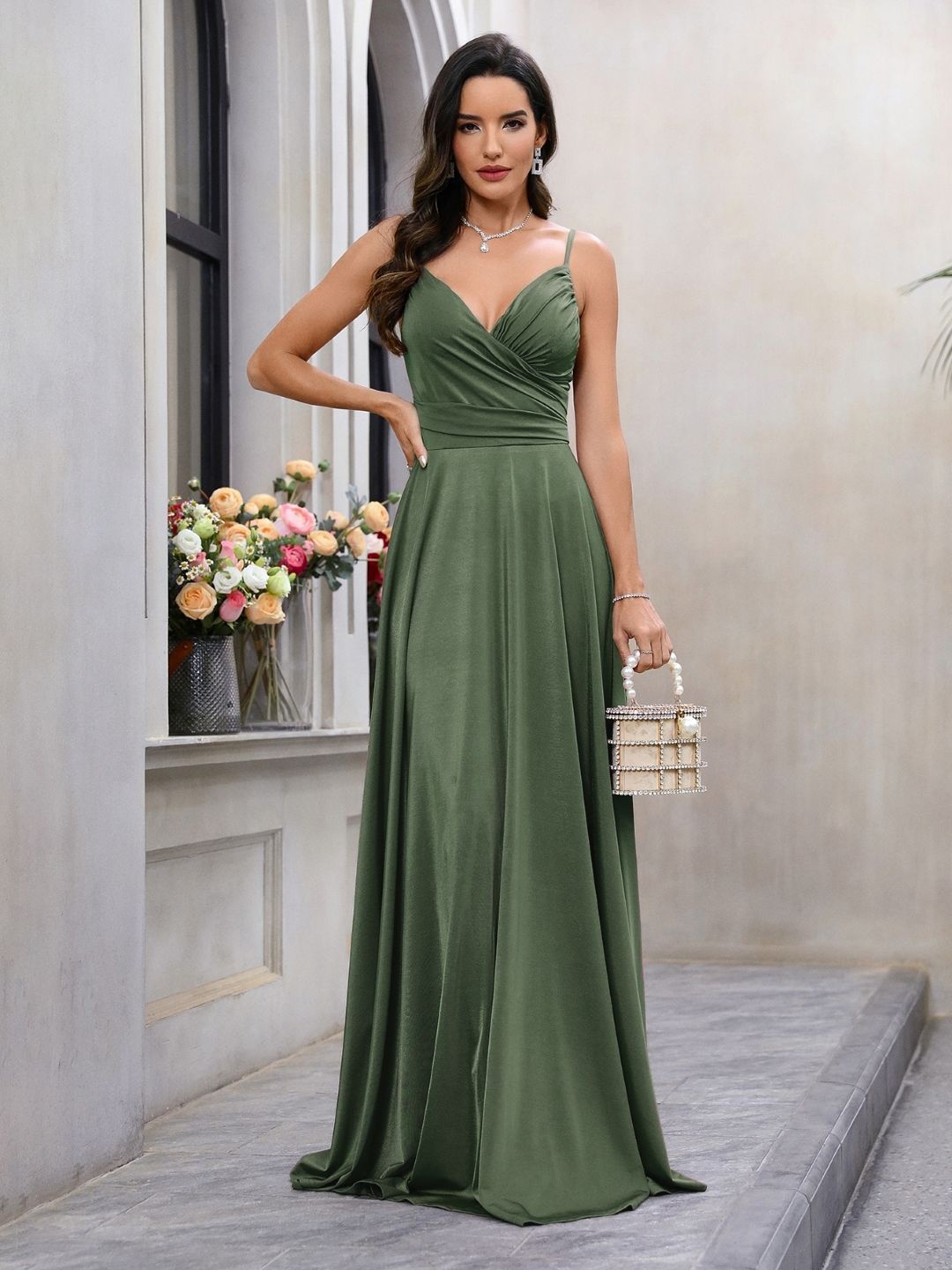

StyleCast Shoulder Straps Maxi Dress, Green