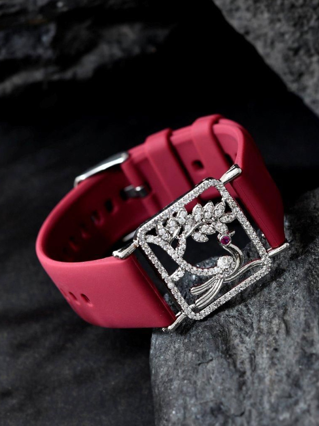 

VOJ Women Silver-Plated AD Stone Studded Wraparound Bracelet