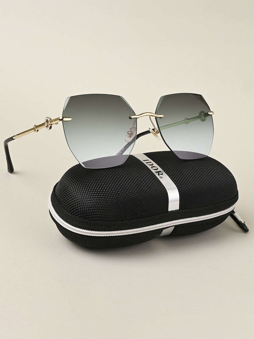 

IDOR Women Rectangle Sunglasses with UV Protected Lens IDOR-5209-GRN, Green