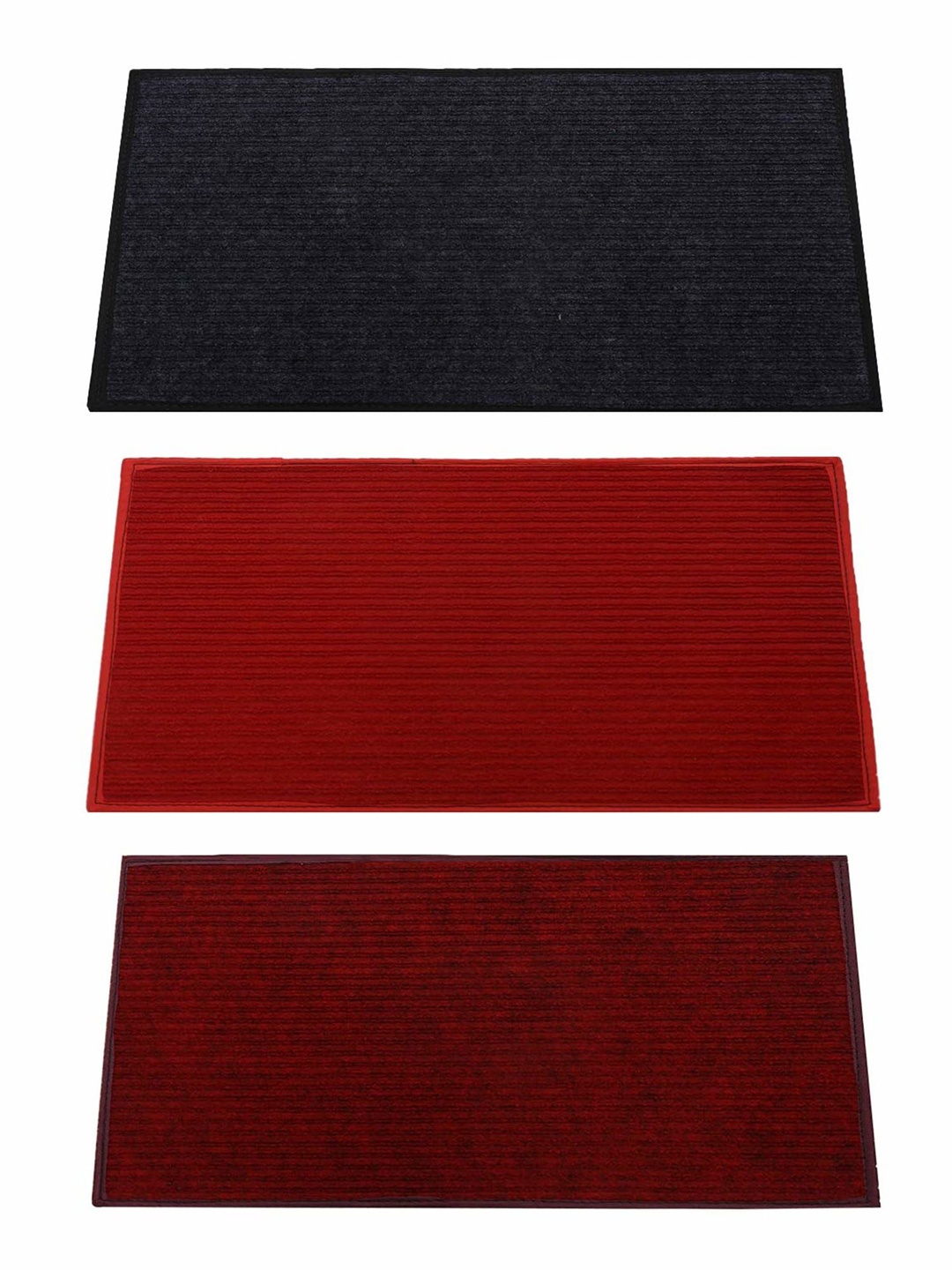 

Kuber Industries Grey & Red 3 Pieces Microfiber Anti Slip Doormats