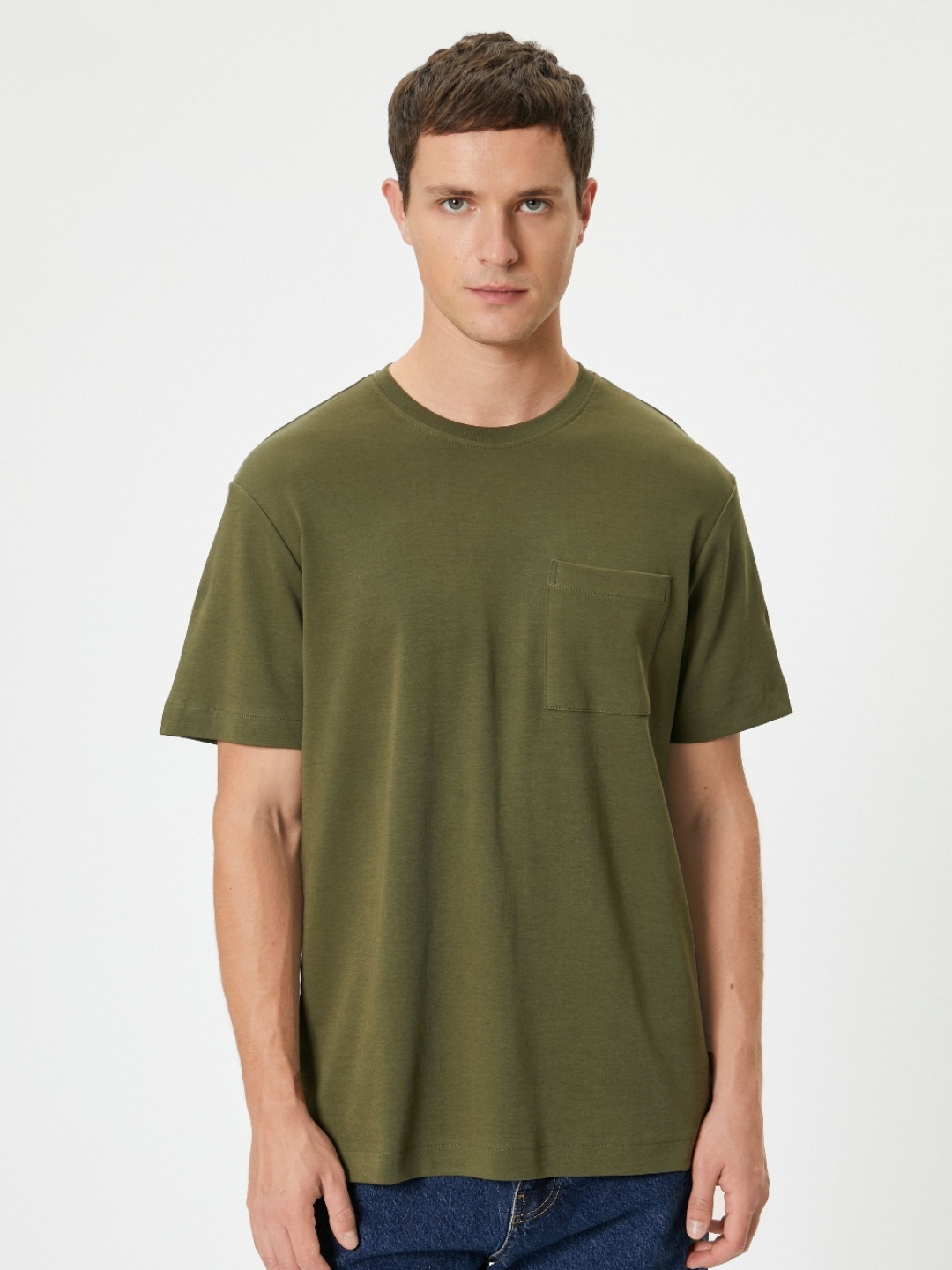 

Koton Men Drop-Shoulder Sleeves Pockets T-shirt, Khaki