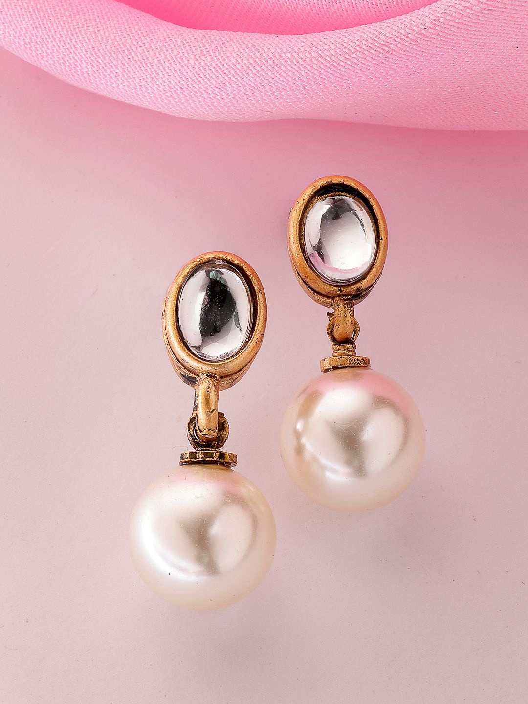 

ADIVA Gold Plated Pearls Drop Earrings