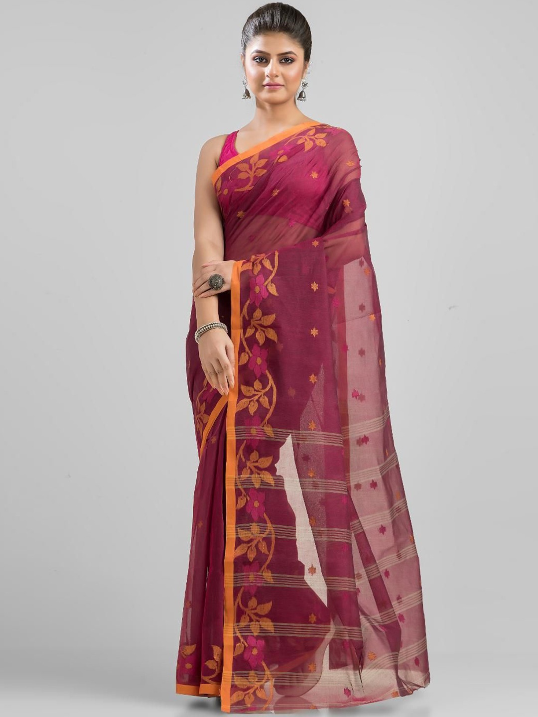 

Mitera Ethnic Motifs Pure Cotton Saree, Magenta