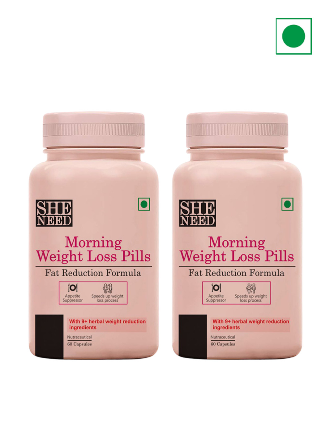 

SHENEED Women Set Of 2 Morning Weight Loss Capsules - 60 Capsules Each, Pink