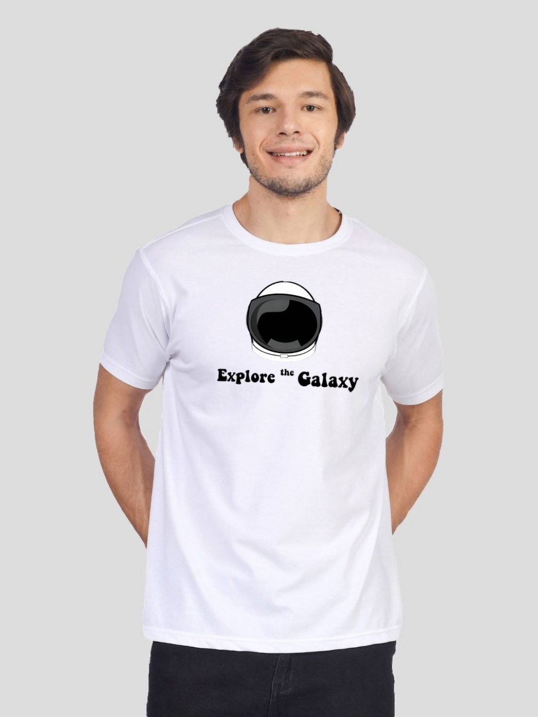 

Greylongg Men Graphic Printed Round Neck Cotton T-shirt, White