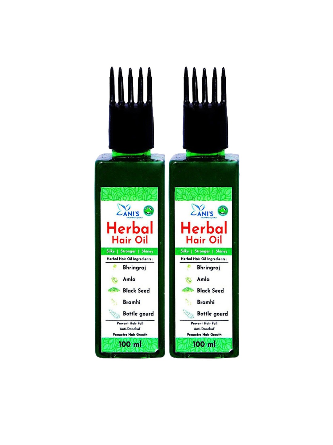 

ANI'S Set Of 2 Herbal Hair Oil For Strong & Silky Hairs - 100ml Each, Green