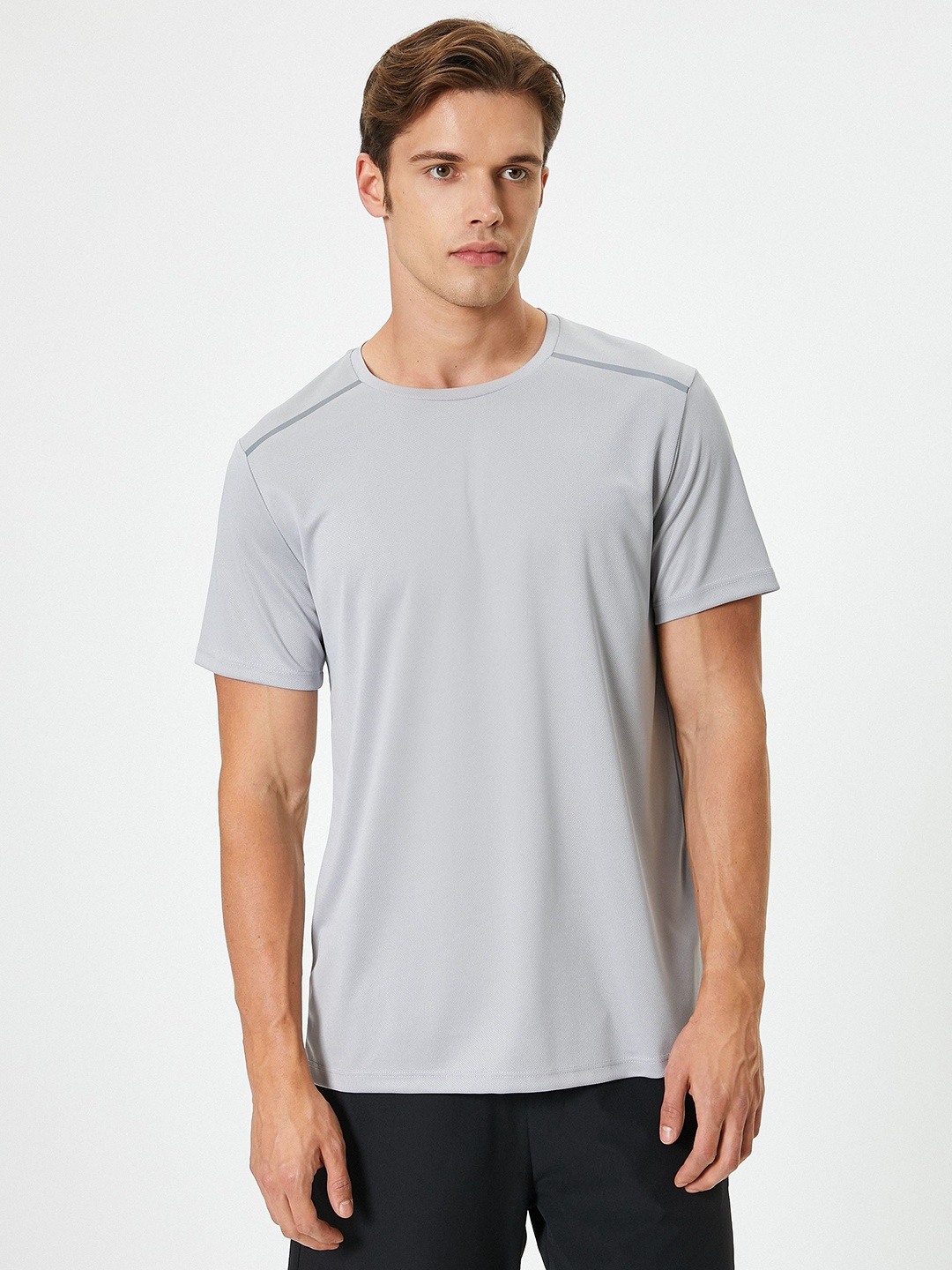 

Koton Men Striped V-Neck Pockets T-shirt, Grey