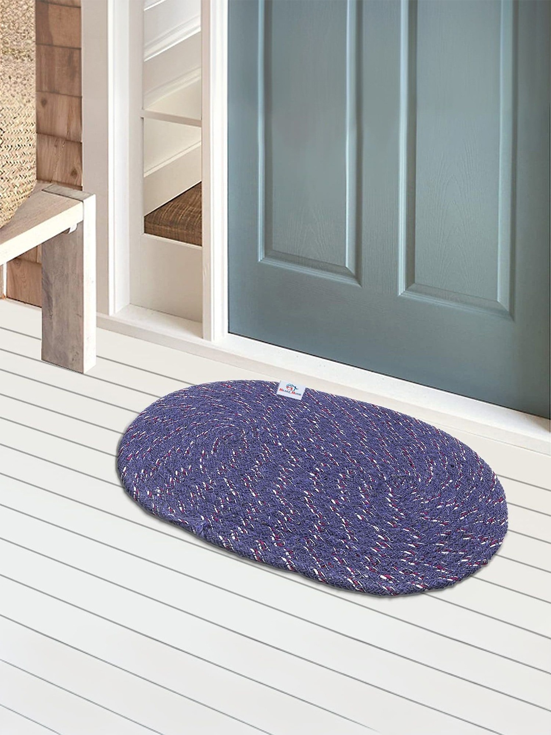 

Kuber Industries Blue Cotton Oval Door Mat