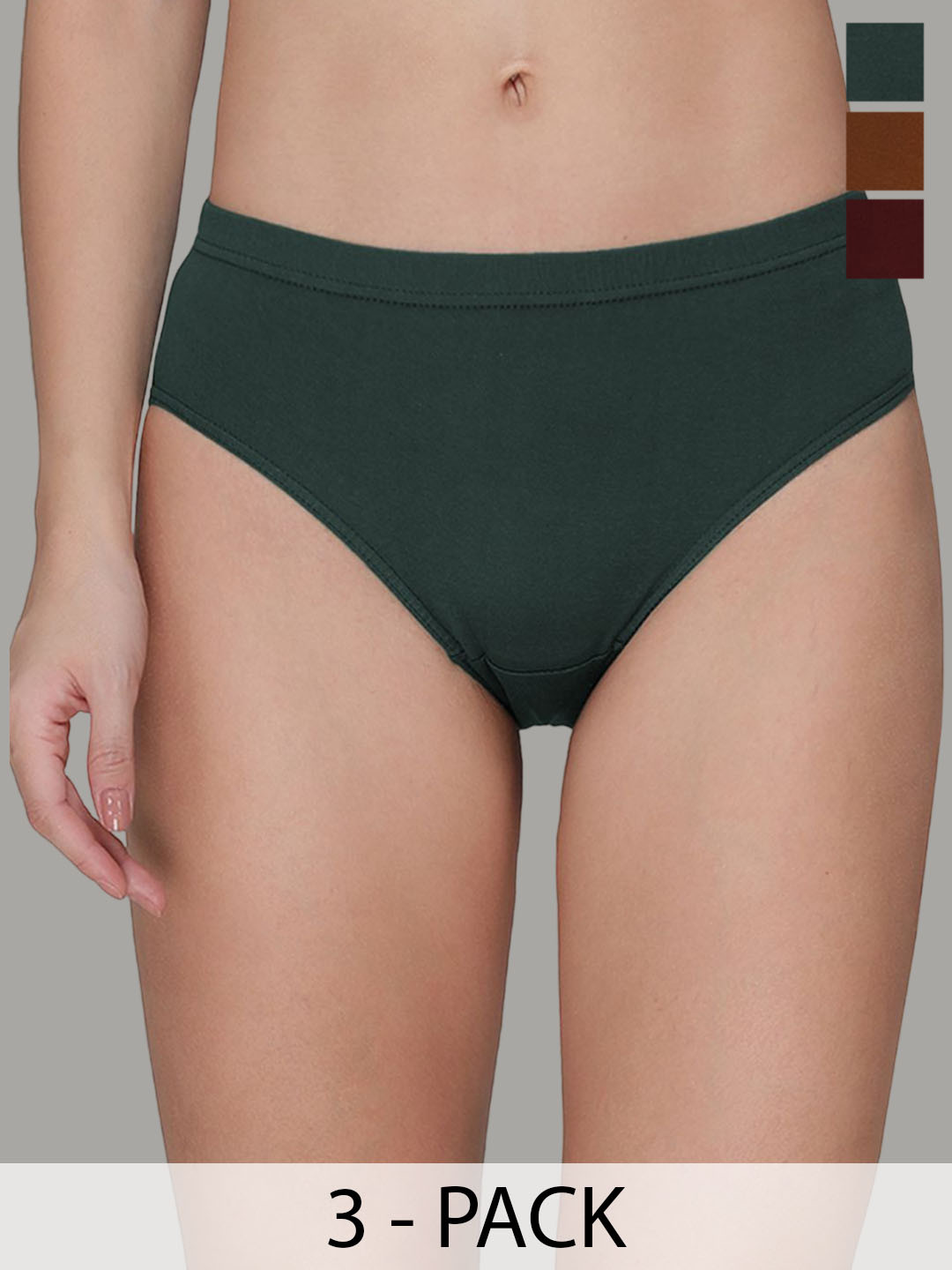 

AMUL COMFY Pack Of 3 Pure Cotton Mid Rise Hipster Briefs AC-PLPANIE-AF-CB-LB-3XL-3PC, Green