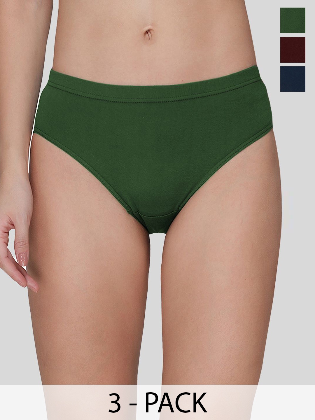

AMUL COMFY Pack of 3 Women Mid Rise Pure Cotton Hipster Briefs, Blue