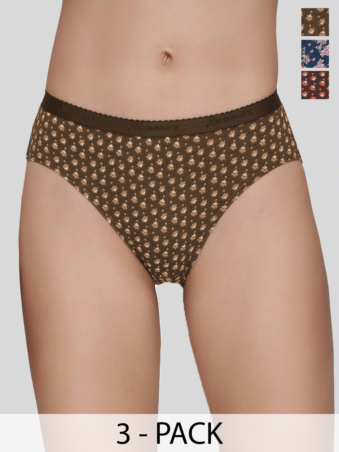 

AMUL COMFY Pack Of 3 Printed Pure Cotton Hipster Briefs AC-PRPANOE-LB-MA-NY-XL-3PC, Brown