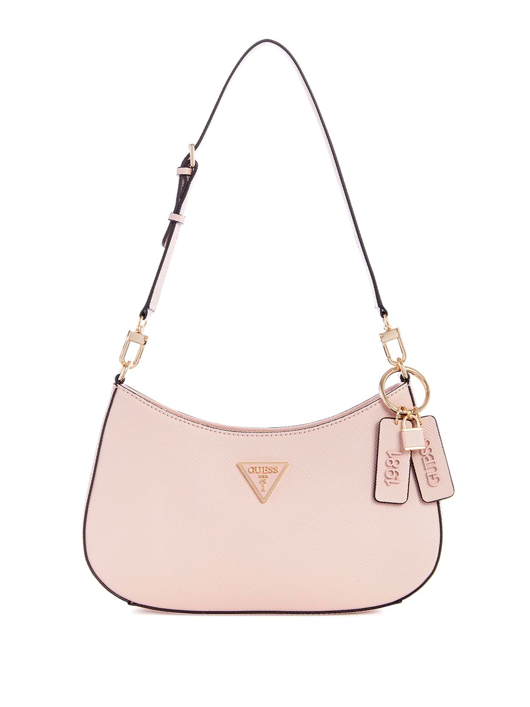 

GUESS Embellished PU Bucket Sling Bag with Tasselled, Pink
